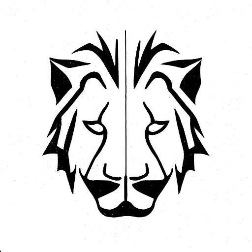 Minimalist Black And White Lion Head