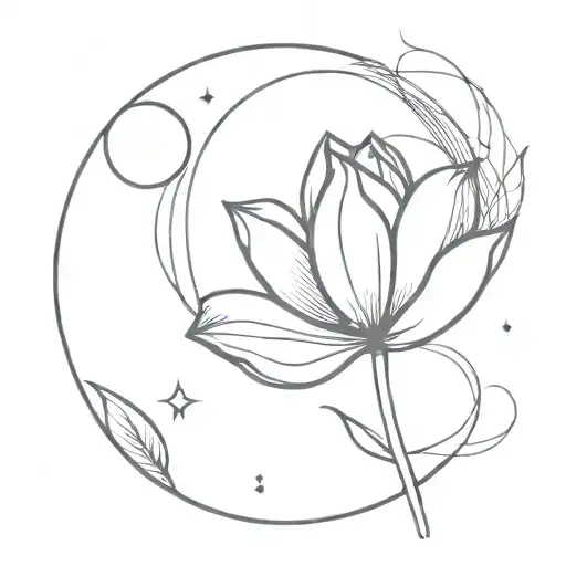 A Moon Shape With Tulip Flower