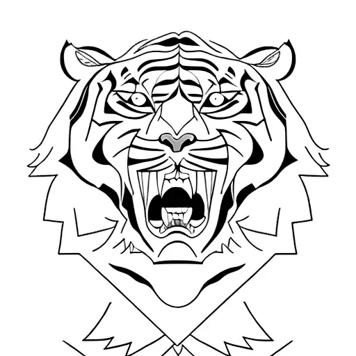 A Full Body Tiger With Wavy Lines As His Stripes