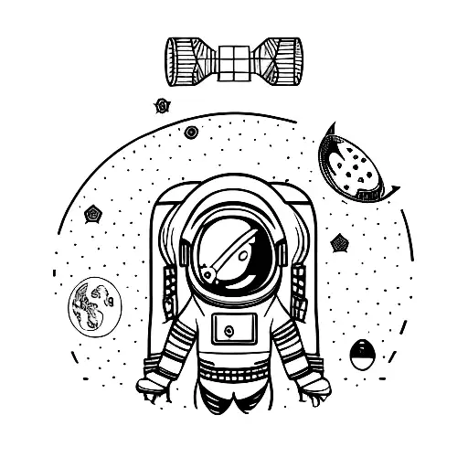 A Minimalist Design Of An Astronaut Exploring A Mountain Peak