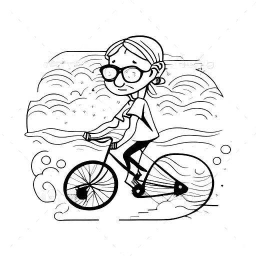 An Old Man Riding A Bike With A Little Girl