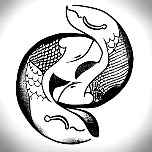 Koi Fish Ying Yang Black And White