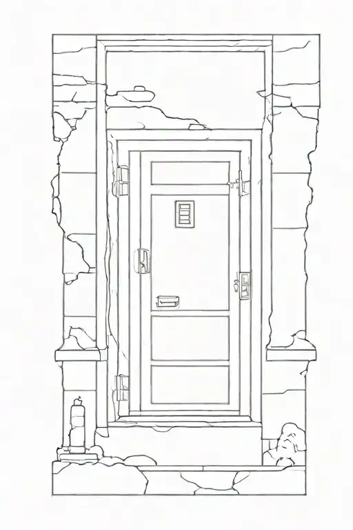 Outlined Only Mini Door Tatto Without Anything Else