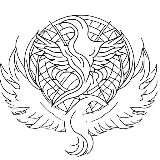 A Minimalist Tattoo Of A Phoenix Rising From Ashes