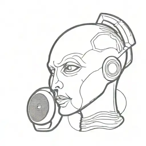 Minimalist Alien Head With A Jbl Speaker Small