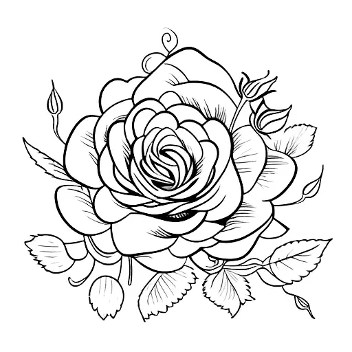 Rose And Marigold Flowers Together