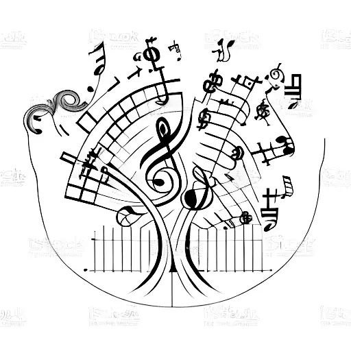 A Music Note Made Up Of Accounting Symbols Surrounded By A Family Tree