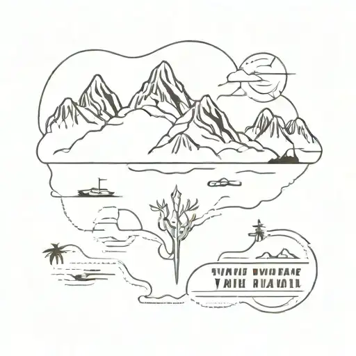 Travel Adventure Sea Mountain Postcard Design Featuring