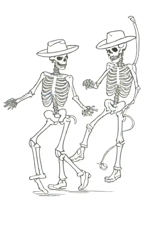Skeletons Swing Dancing Holding A Cowboy Hat
