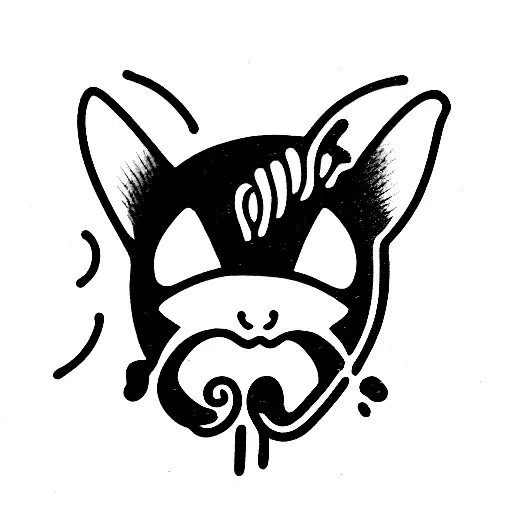 Dead Black Cat In A Pull Of Blood With A Cracked Skull