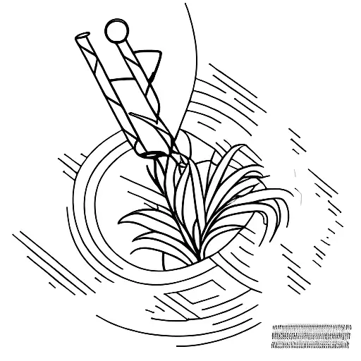 A Minimalist Outline Of A Cocktail Glass With A Palm Tree Stem