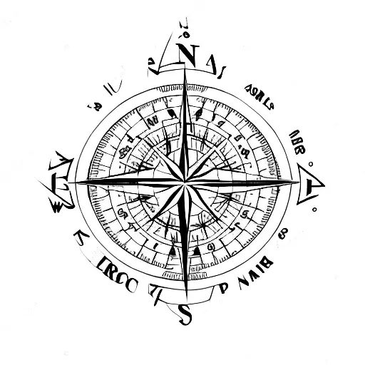 World Map With A Compass Rose