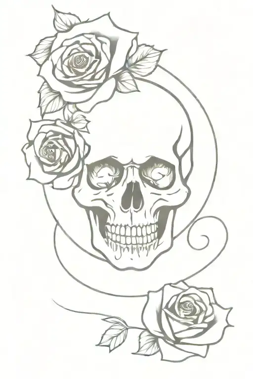 Skull And Rose Intertwined Forearm