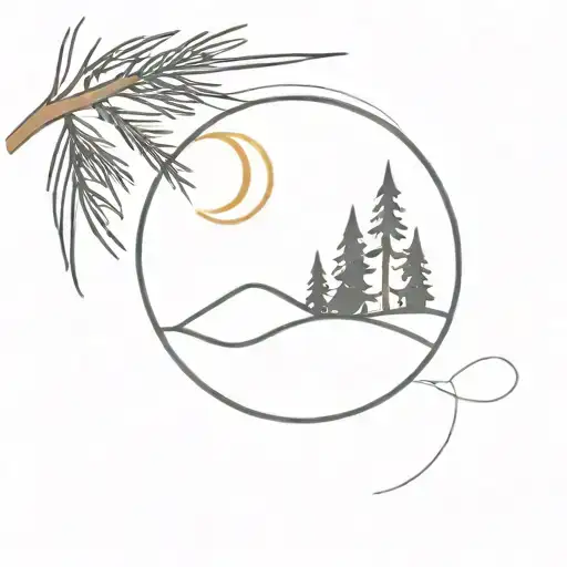 Moon And Pine Tree