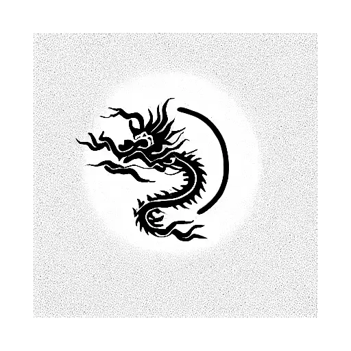 Chinese Dragon And Red Sun