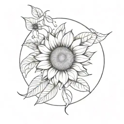 Sunflower Rose Moon Phases Intertwined