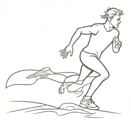 A Minimalist Outline Of A Runner With Military Boots On A Beach Background