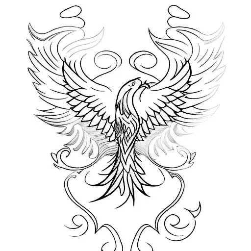 A Minimalist Tattoo Of A Phoenix