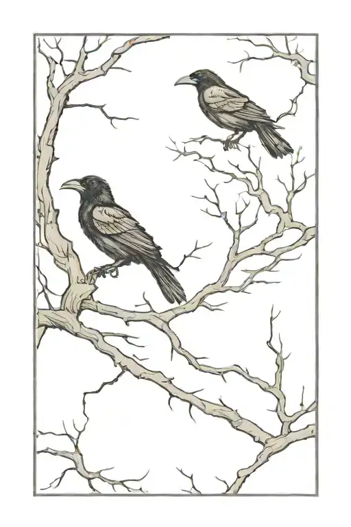 Ravens In Tree Branches