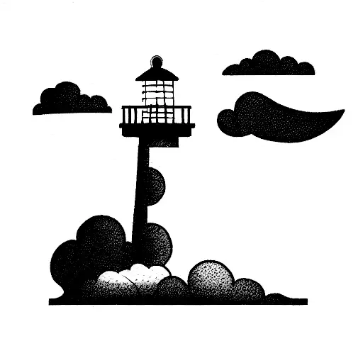 Fine Line Lighthouse With Some Clouds