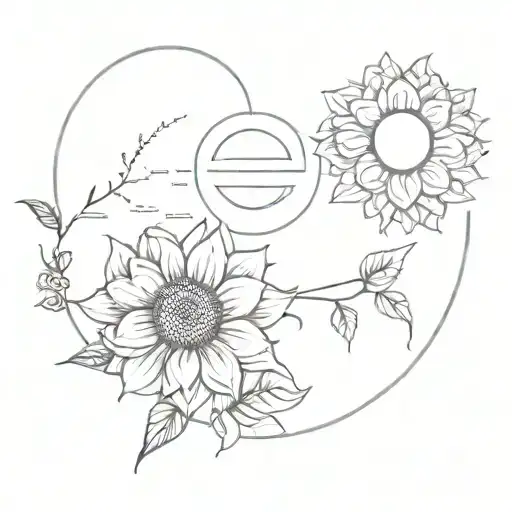 Sunflower Rose Moon Phases Tattoo Showcasing