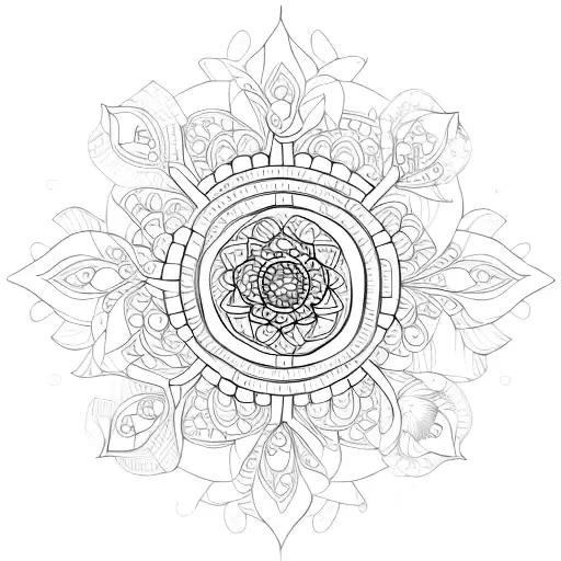Water-themed Mandala With Plant Elements