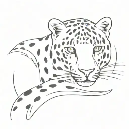 Horizontal Black And White Leopard With Minimalist Technique