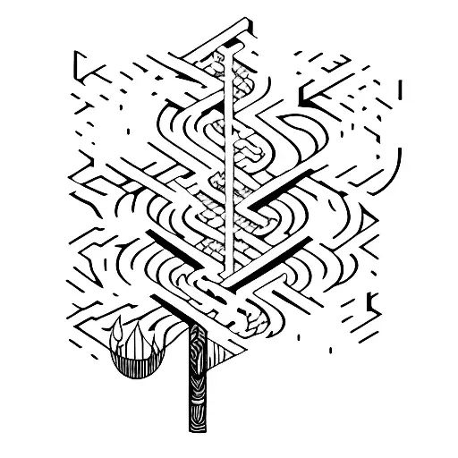 A Minimalist Tattoo Of A Piano Key With A Hidden Forest And River Scene Inside