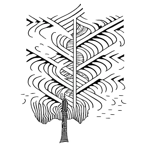 A Minimalist Tattoo Of A Piano Key With A Hidden Forest And River Scene Inside