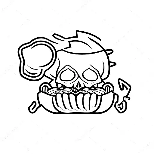 Skull Eating A Hot Dog
