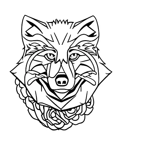 Wolf With Chain And Rose