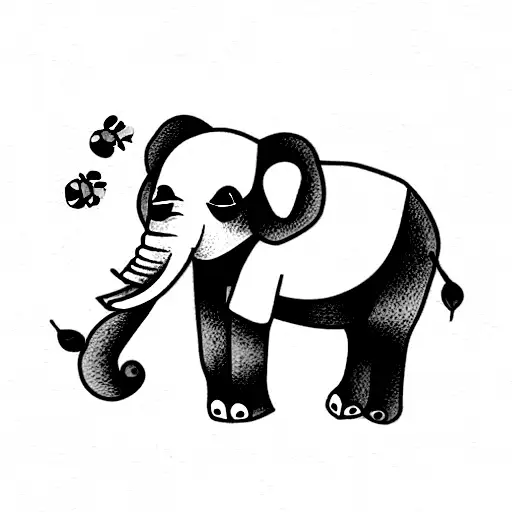 Elephant With Bee And Panda