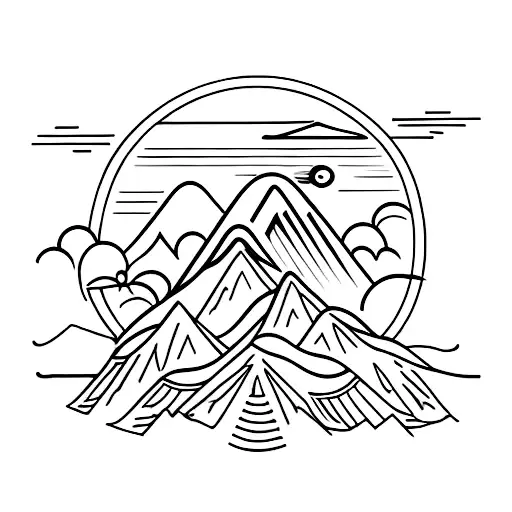 Rv With A Background Of Mountains And Sun