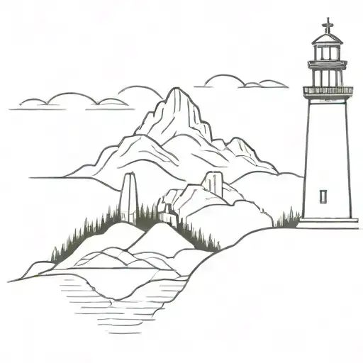 Mountain And Lighthouse Standing Tall