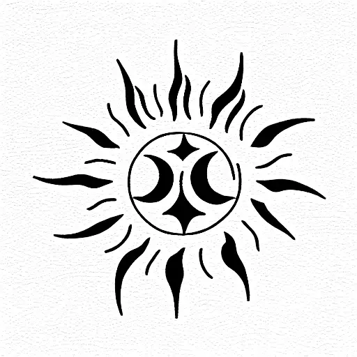 Fineline Spine Tattoo Of Sun And Goa Symbol