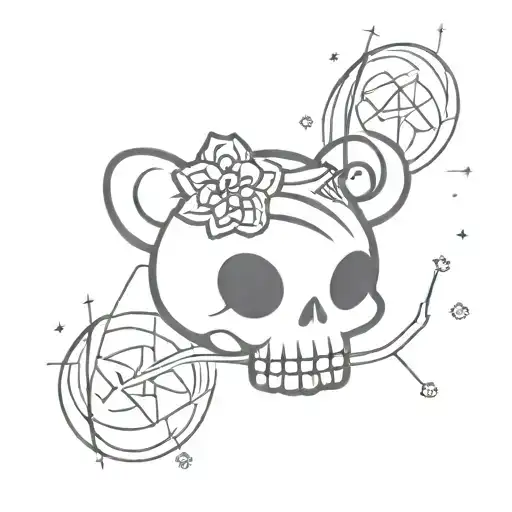 Kuromi Skull With Sparkles Around It