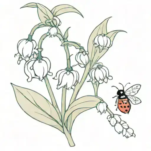 Lilly Of The Valley Flower With Ladybug