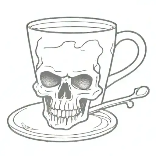 A Minimalist Coffee Cup With A Skull As The Handle