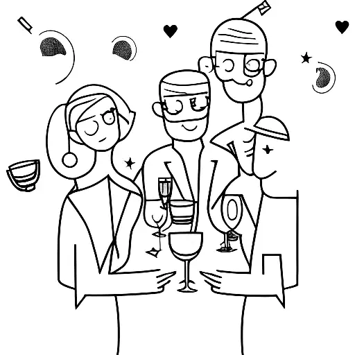 A Silhouette Of Friends Enjoying A Night Out With Random Drinks