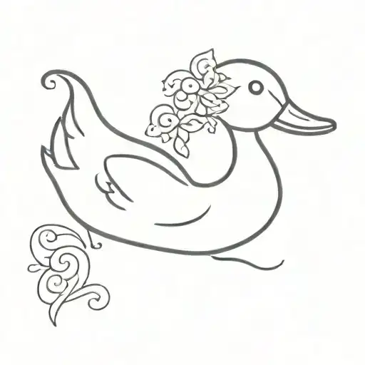 A Duck Outline With Henna Designs Inside