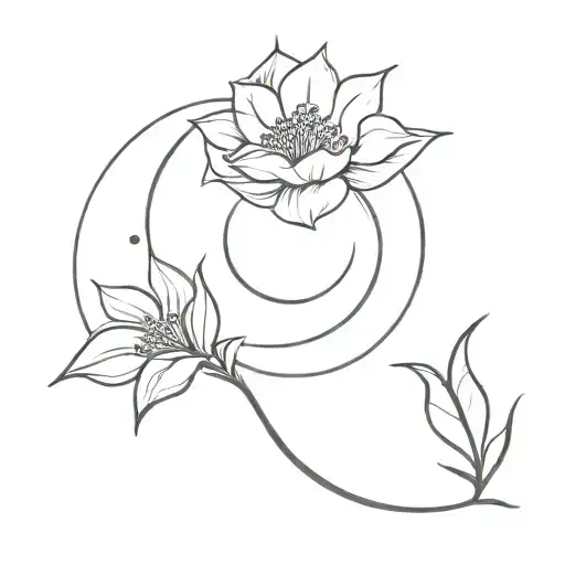 Moon And Moonflower Around It