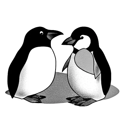 Sparrow And Penguin Kissing