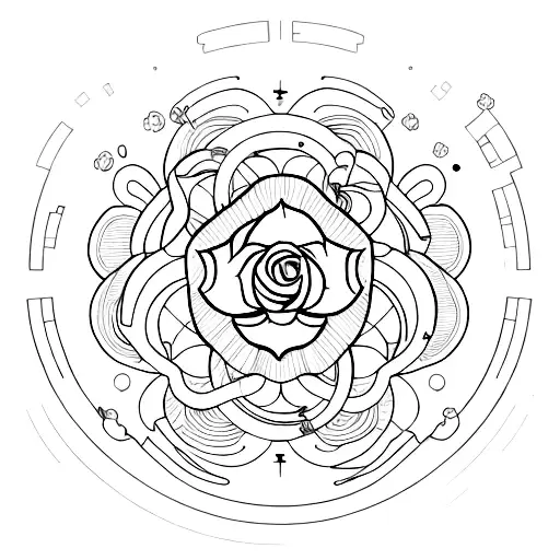 A Technical Circuit Board With A Rose Incorporated Into The Design