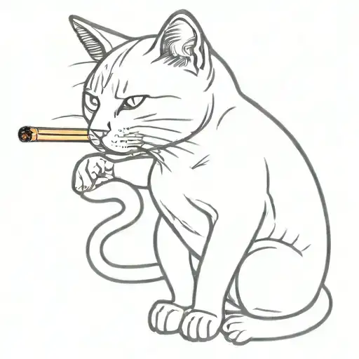 Cat Smoking A Cigarette