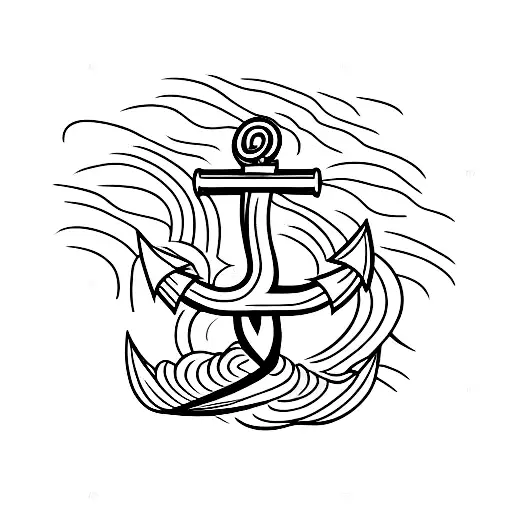 An Anchor Intertwined With A Strike Of Lightning