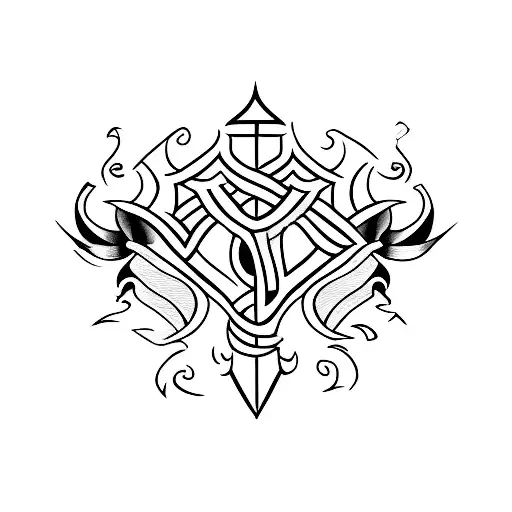 A Minimalist Tattoo Of A Dagger Symbolizing Courage And Protection