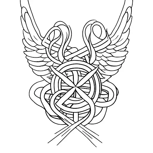 A Minimalist Tattoo Of A Cross With Angel Wings To Honor Your Late Uncle And Cousin