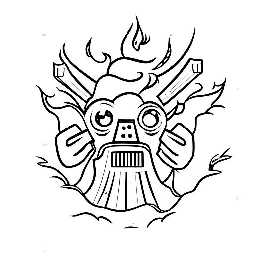 Old Movie Projector With Film Going Into Dumpster Fire