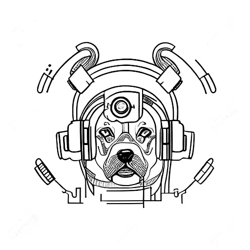 A Futuristic Cyborg Rottweiler Dj Mixing Dubstep Beats