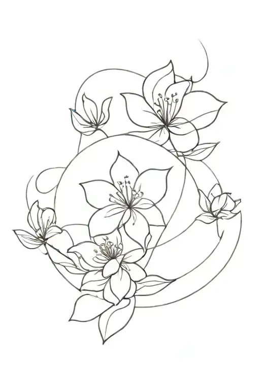 Abstract Lines And Flowers